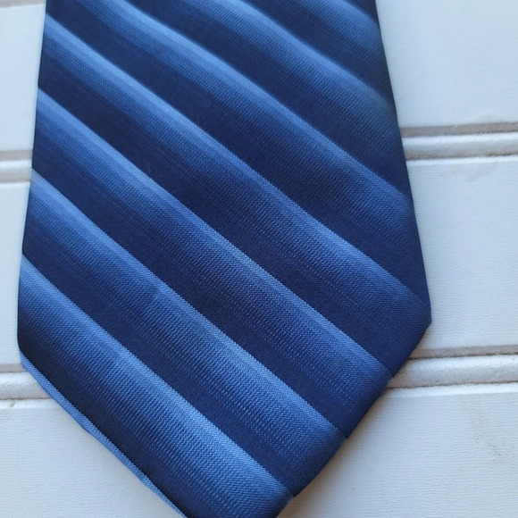 Lot Of 3 George Neck Tie Blue Black Pink Striped Zippered 100% Polyester Easy - Picture 2 of 12